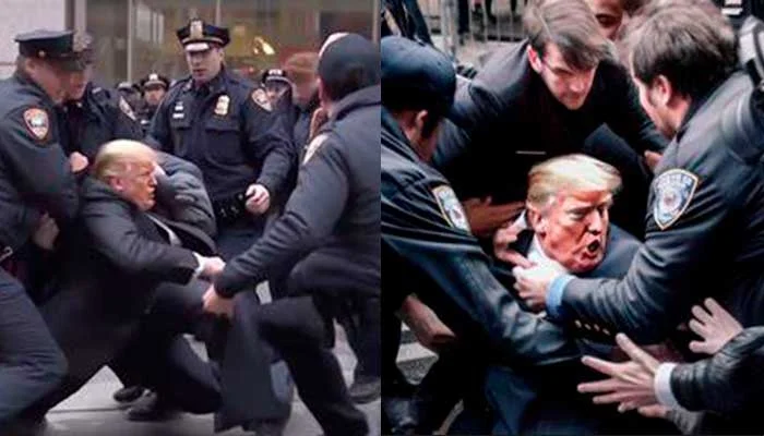 Las imágenes del arresto de Donald Trump por la policía genera confusión en las redes sociales